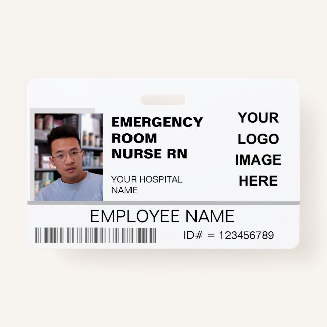 Custom Photo Hospital ID with Logo Medical Badge (Front)