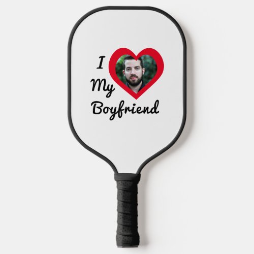 Custom Photo I Love My Boyfriend Bae Personalized Pickleball Paddle