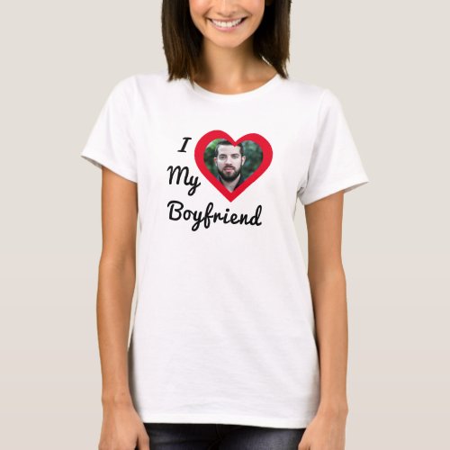 Custom Photo I Love My Boyfriend Bae Personalized T_Shirt