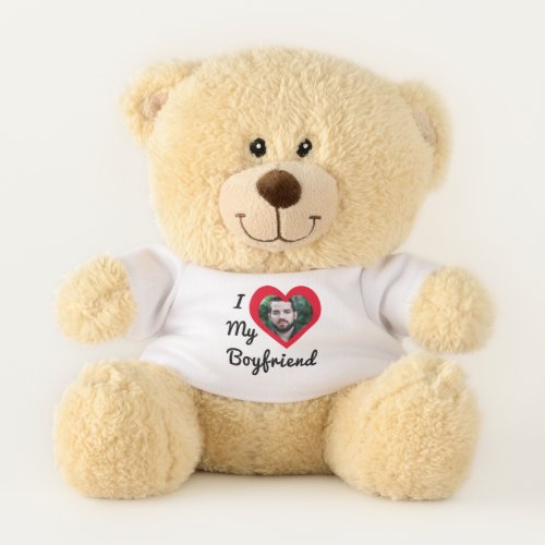 Custom Photo I Love My Boyfriend Bae Personalized Teddy Bear