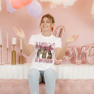 Custom Photo I Love My Boyfriend Vintage Bootleg T-Shirt