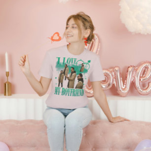 Custom Photo I Love My Boyfriend Vintage Bootleg T-Shirt