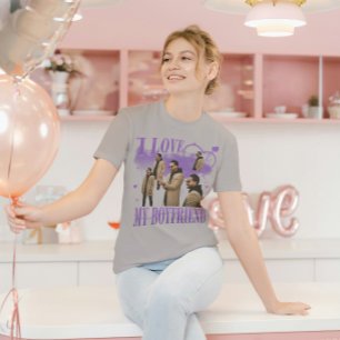 Custom Photo I Love My Boyfriend Vintage Bootleg T-Shirt