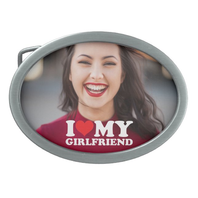 Custom Photo I Love My Girlfriend   Belt Buckle (Front)
