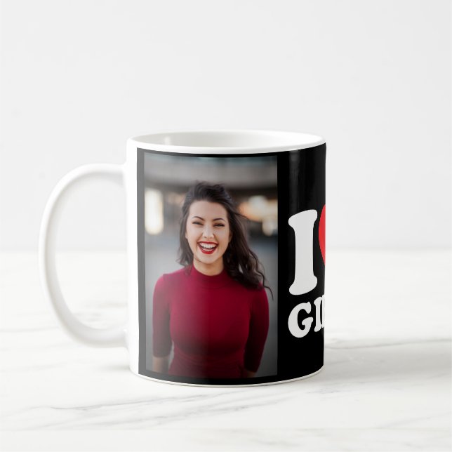 Custom Photo I Love My Girlfriend Coffee Mug (Left)