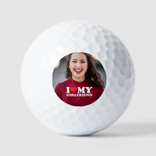 Custom Photo I Love My Girlfriend Golf Balls