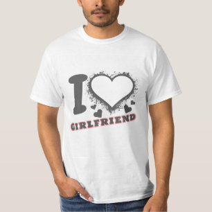 Custom photo I Love My Girlfriend I heart GF gray T-Shirt
