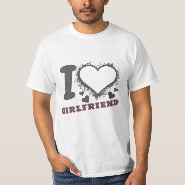  Custom photo I Love My Girlfriend I heart GF gray T-Shirt (Front)