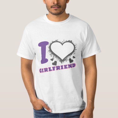  Custom photo I Love My Girlfriend I heart GF gray T_Shirt