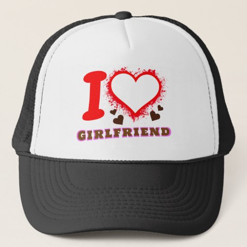  Custom photo I Love My Girlfriend I heart GF  Trucker Hat