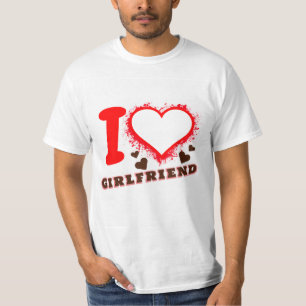 Custom photo I Love My Girlfriend I heart GF White T-Shirt