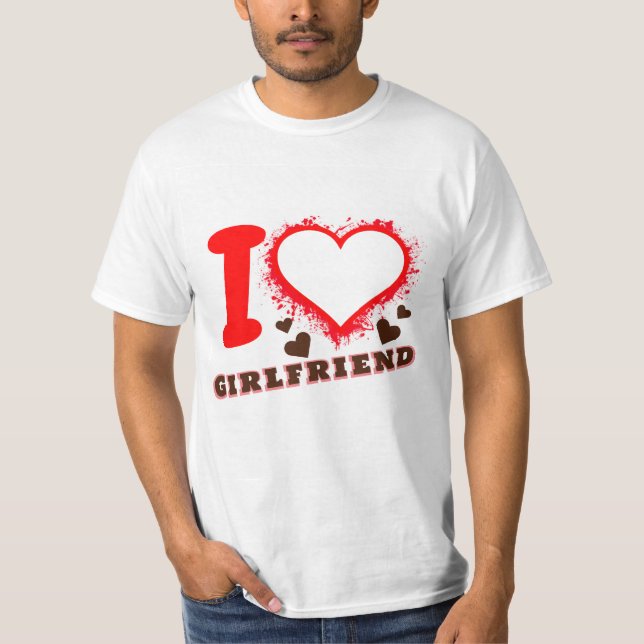 Custom photo I Love My Girlfriend I heart GF White T-Shirt (Front)