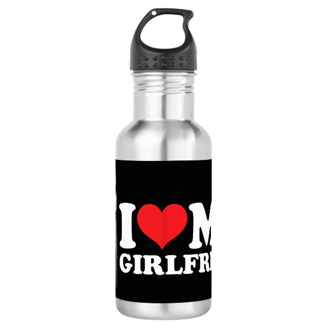 Custom Photo I Love My Girlfriend Stainless Steel Water Bottle (Front)