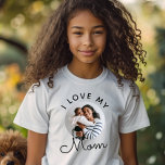 Custom Photo I Love My Mom Mother's Day T-Shirt<br><div class="desc">Custom photo T-shirt saying I LOVE MY MOM in cute circular script typography design with your favorite photo of the mother and child for her birthday,  Mother's Day,  family reunion or any other holiday to bring a smile to her face! Simple and easy customization!</div>