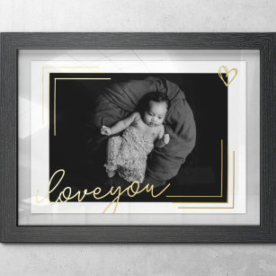 custom photo   i love you   elegant gold frame foil prints