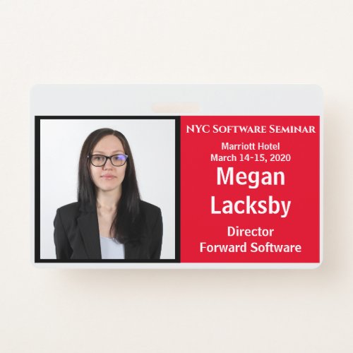 Custom photo ID Event Horizontal Badge