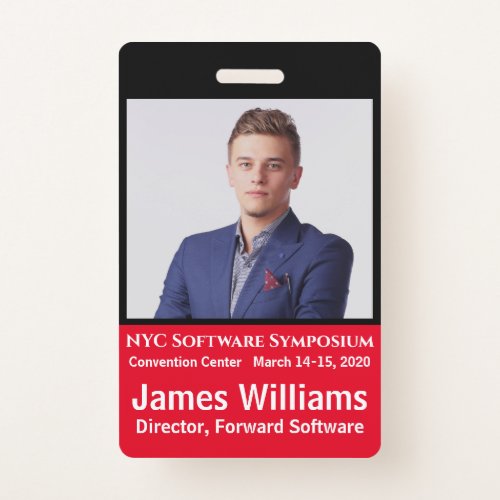 Custom photo ID Event Vertical Badge