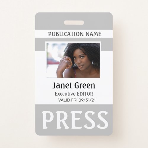 Custom Photo ID Journalist Press Pass Badge