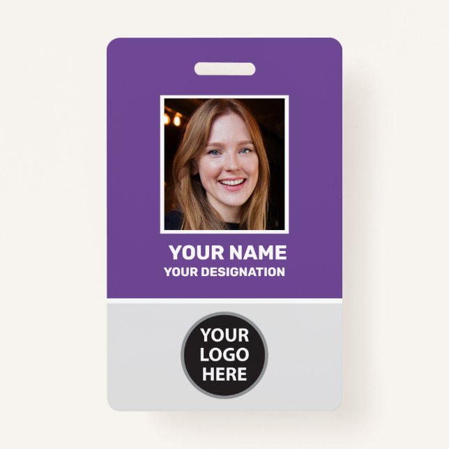 Custom Photo ID Name Badge with Logo and Barcode (Front)