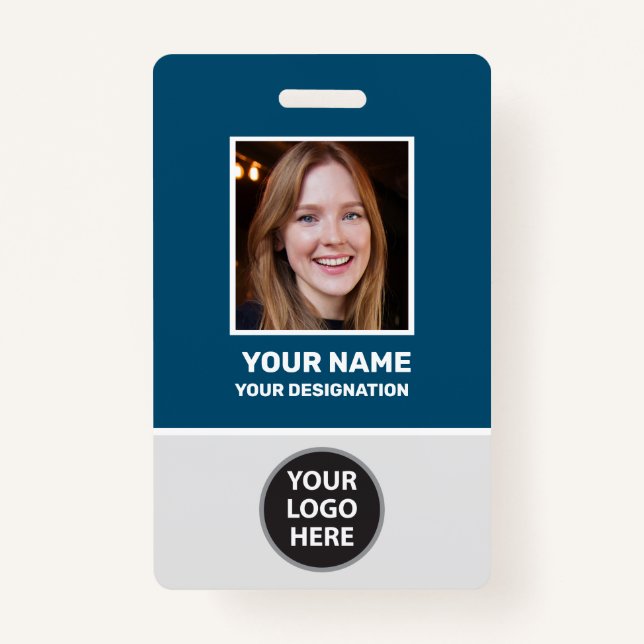 Custom Photo ID Name Badge with Logo and Barcode  (Front)