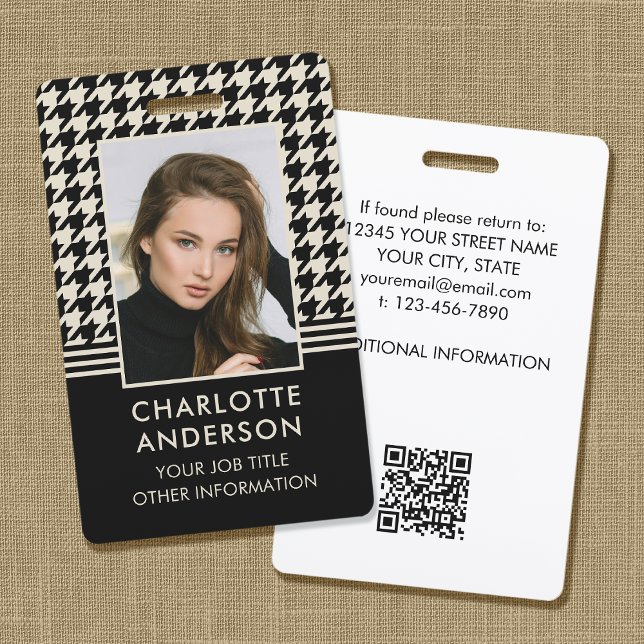 Custom Photo ID Staff Badge Chic Black Off-white (Creator Uploaded)