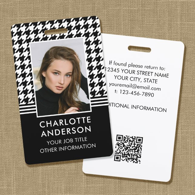 Custom Photo ID Staff Badge Chic Black White (Creator Uploaded)