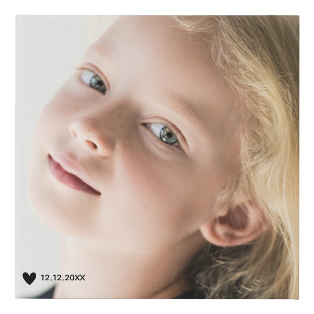 Custom Photo Image And Text Faux Canvas Print (Front)