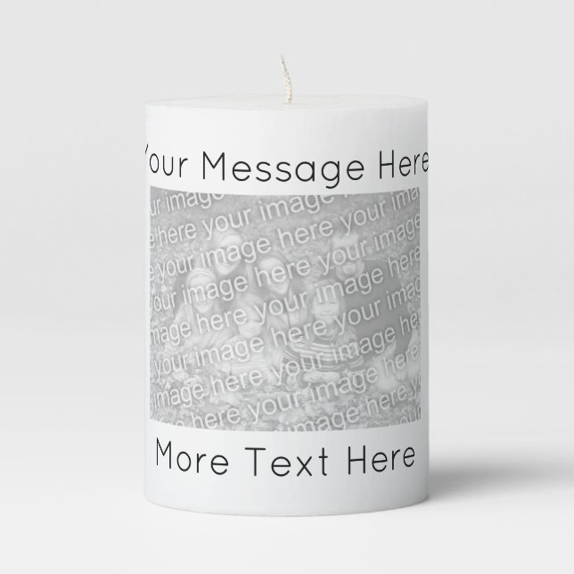 Custom photo image candle with personalized text (Front)