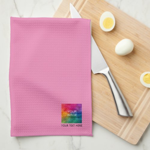 Custom Photo Image or Logo Text Cute Elegant Pink Kitchen Towel