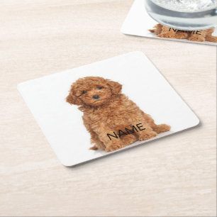 Custom photo image picture and name text square paper coaster