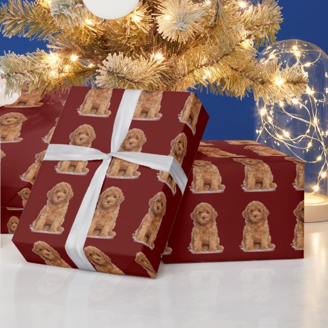 Custom photo image picture pattern maroon wine wrapping paper (Holidays)