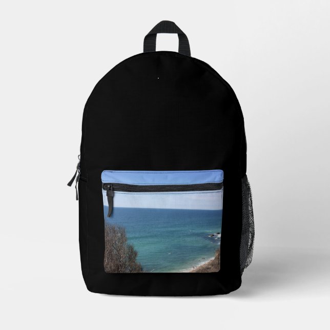 Custom photo image picture personalized black printed backpack (Front)