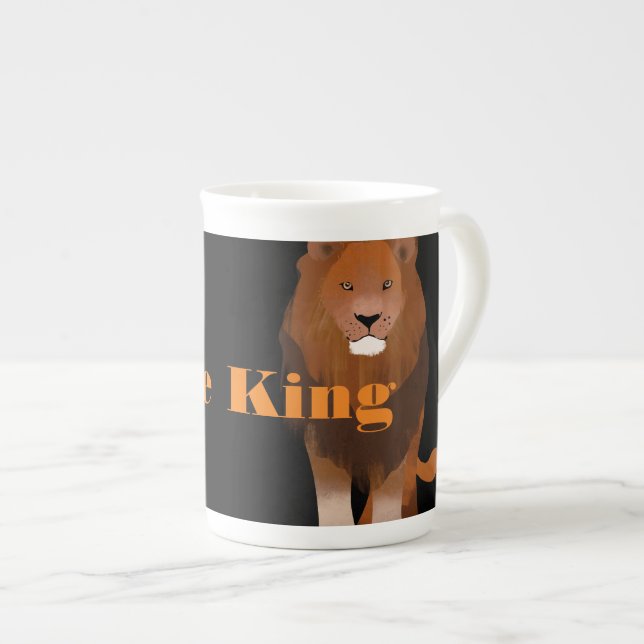 Custom Photo Image Text The King Lion  Bone China Mug (Front Right)