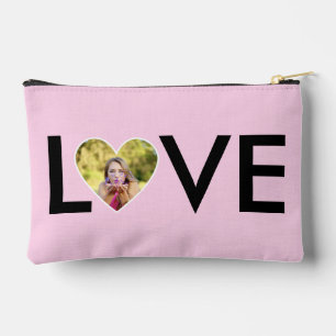 Custom Photo in Baby Pink Heart Frame Accessory Pouch