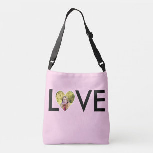 Custom Photo in Baby Pink Heart Frame Crossbody Bag
