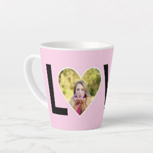 Custom Photo in Baby Pink Heart Frame Latte Mug