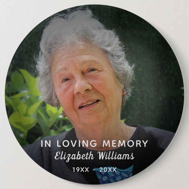 Custom Photo In Loving Memory Celebration Of Life Button (Front)