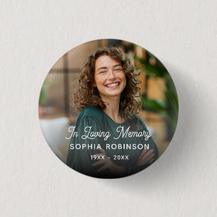 Custom Photo In Loving Memory Funeral Button
