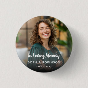 Custom Photo In Loving Memory Funeral Button