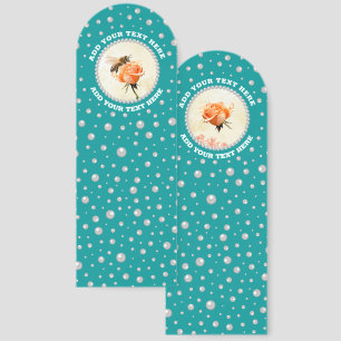 Custom Photo in Pearl Circle on Cyan-Green Bookmarks