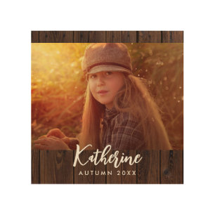 Custom Photo in Rustic Dark Brown Wood Board Wall Art