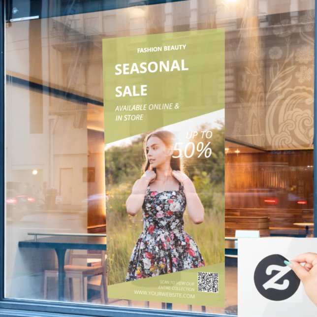custom Photo In Store Ads Business Logo Sale Window Cling (Cafe Window)