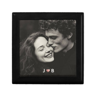 Custom Photo Initial Heart Monogram Couples Gift Box
