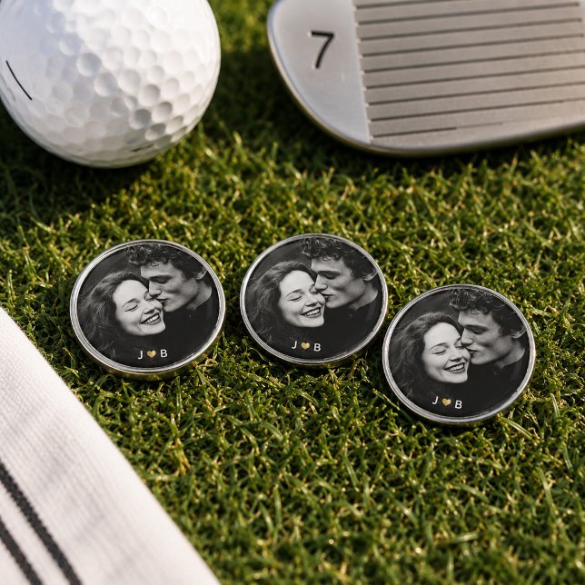 Custom Photo Initial Heart Monogram Couples Gift Golf Ball Marker (Creator Uploaded)