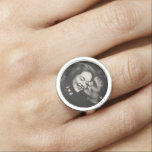 Custom Photo Initial Heart Monogram Couples Gift Ring<br><div class="desc">Keep your favorite face literally at your fingertips with this custom photo couples ring featuring your own picture set in a round bezel. The black-and-white image is accented by a tiny printed gold heart between your two initials at the bottom, creating a minimalist monogram that feels modern, sweet, and wearable...</div>