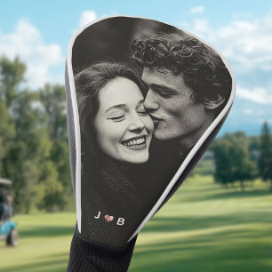 Custom Photo Initial Heart Monogram Couples Golf Head Cover