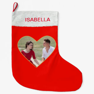 Custom Photo Inside Heart Christmas Stocking