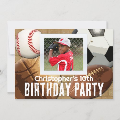 Custom Photo Invitation, Sports Theme Birthday or