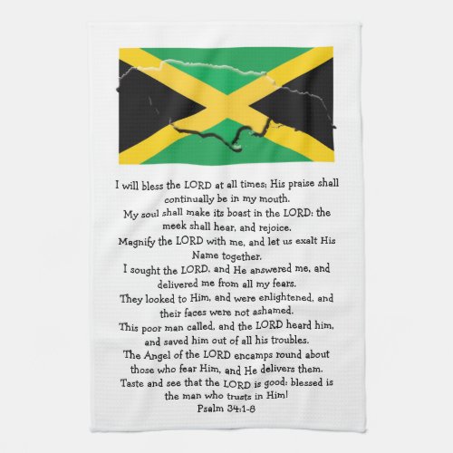 Custom Photo Jamaica Flag Psalm 34 Christian Kitchen Towel