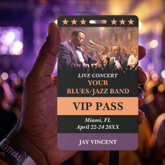Custom Photo Jazz Blues Live Concert VIP Event Badge